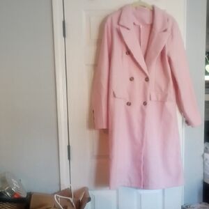 Elegant Pink Lt wt Double-Breasted Women's Coat